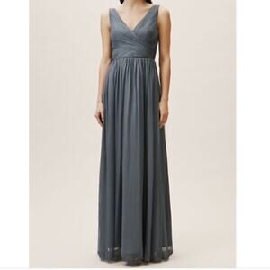 BHLDN Anthropologie Women’s Kia Crepe Sleeveless Hydrangea Blue Gray Maxi Dress
